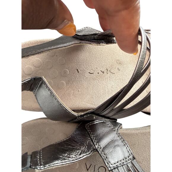 Vionic Talulah Leather Sandals Silver Women's Orthopedic Strappy Comfy Size 12 - Picture 6 of 10